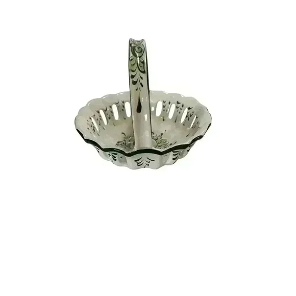 Vintage Vestal Bowl Basket Made In Portugal Numbered 94/2 Hand Painted Porcelain - Picture 6 of 12